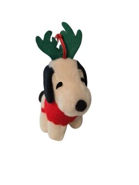 Vintage 1968 Snoopy Dressed As Reindeer Plush Christmas Ornament UFS Peanuts